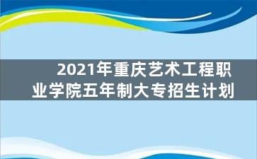 2021年重庆艺术工程职业学院五年制大专招生计划