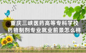 重庆三峡医药高等专科学校药物制剂专业就业前景怎么样