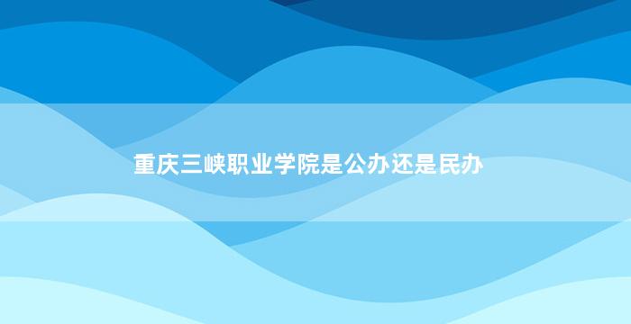 重庆三峡职业学院是公办还是民办