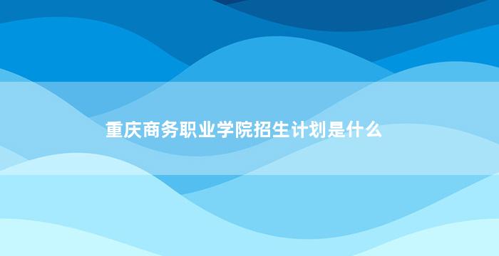 重庆商务职业学院招生计划是什么