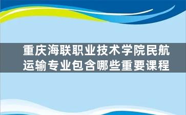 重庆海联职业技术学院民航运输专业包含哪些重要课程